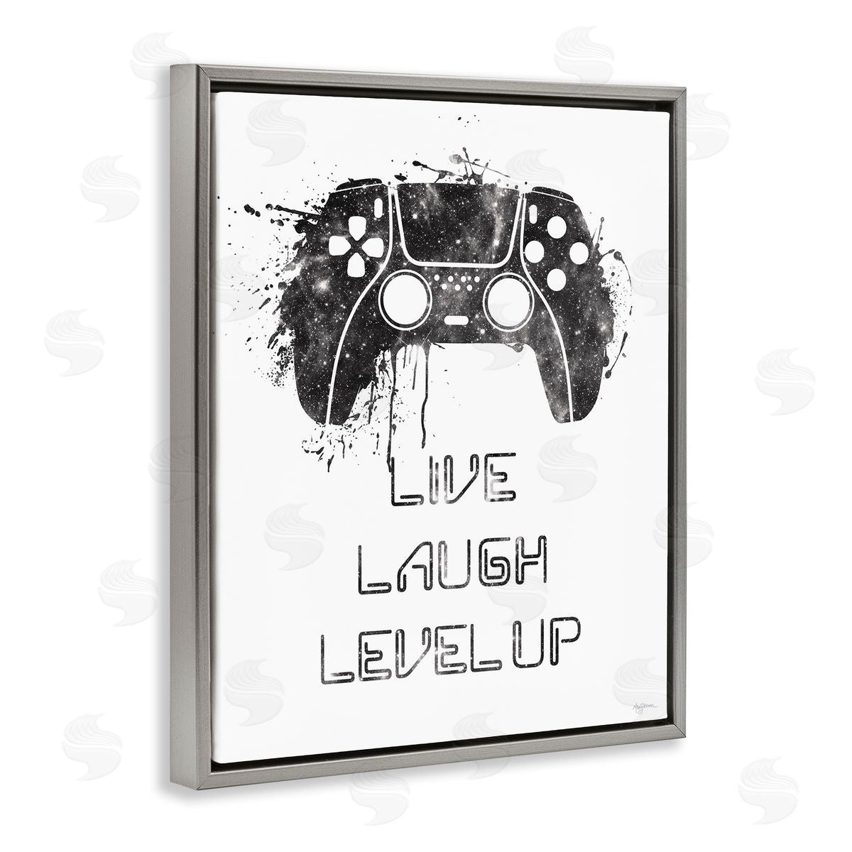 Live Laugh Level Up Grey Floating Frame Canvas Wall Art, Home Decor by Mary Urban
