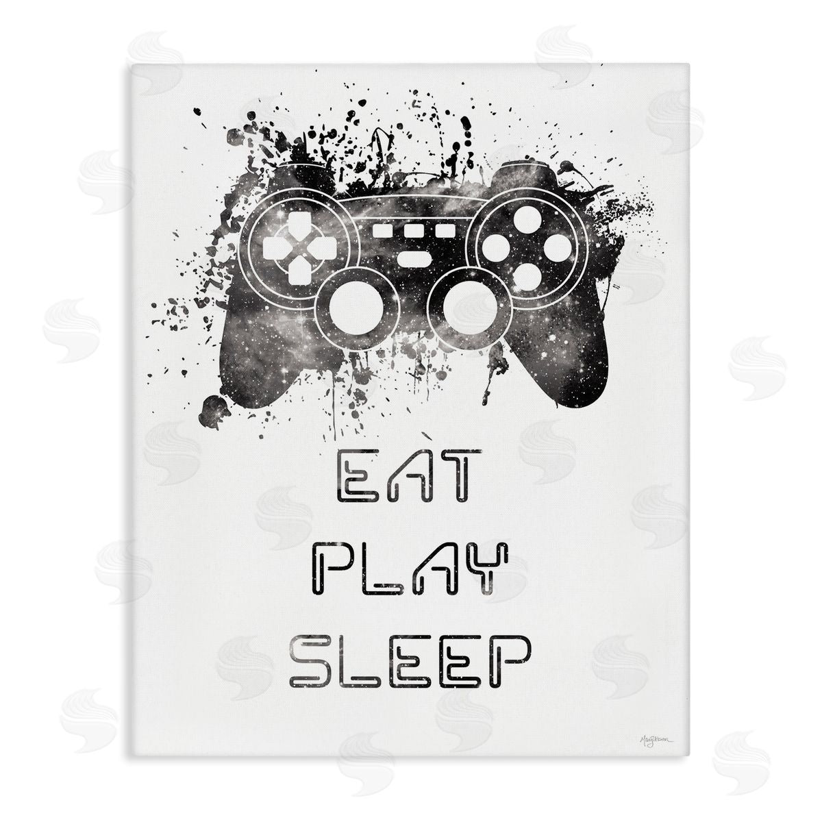 Eat Play Sleep Gaming Canvas Wall Art, Home Decor by Mary Urban