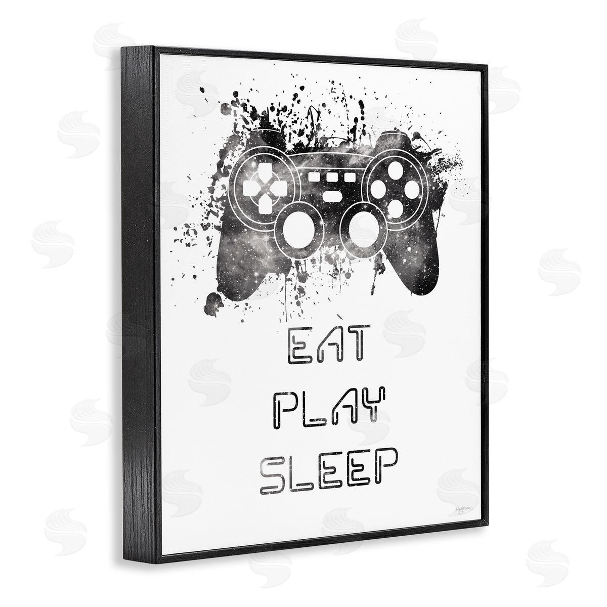 Eat Play Sleep Gaming Black Frame Print Wall Art, Home Decor by Mary Urban