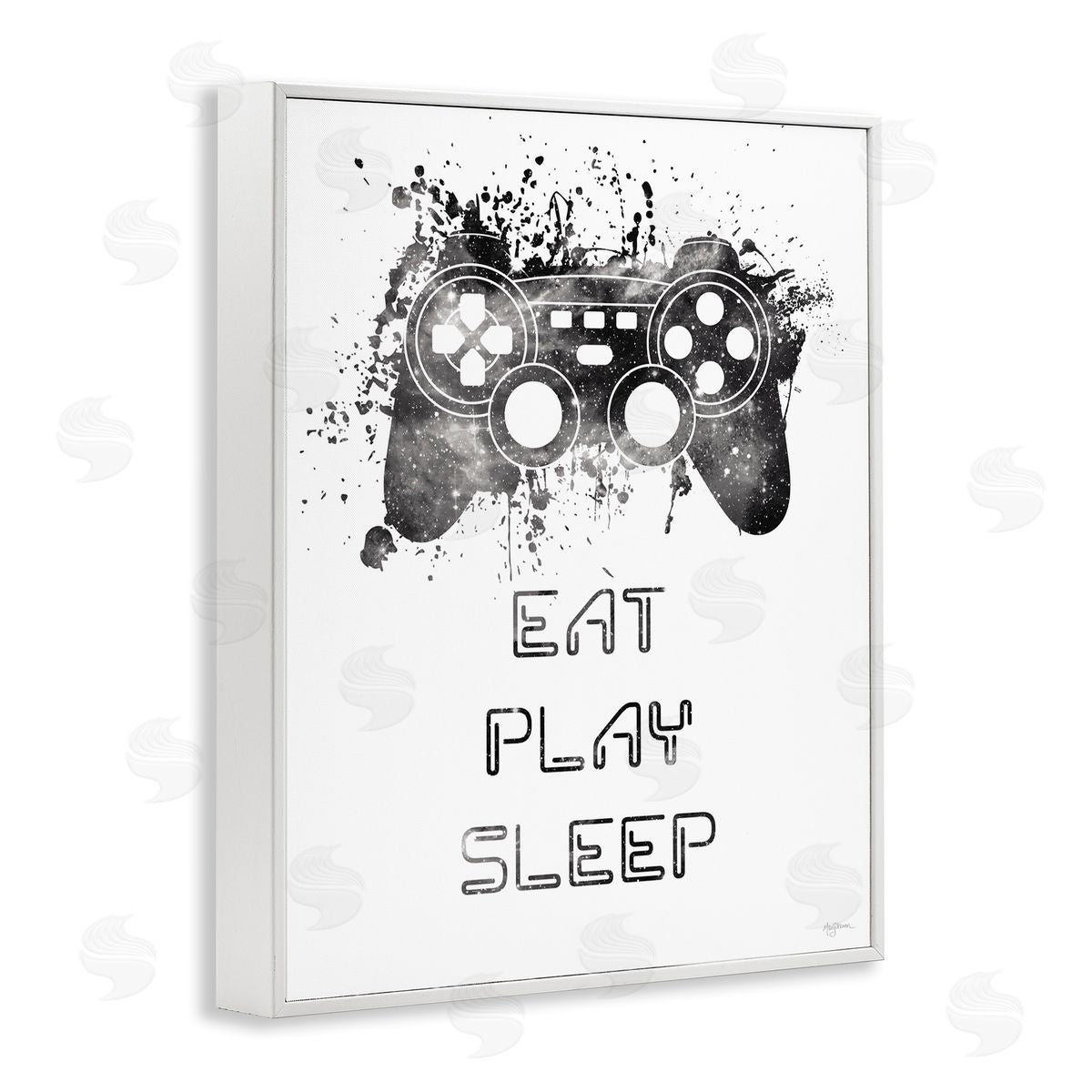 Eat Play Sleep Gaming White Frame Print Wall Art, Home Decor by Mary Urban
