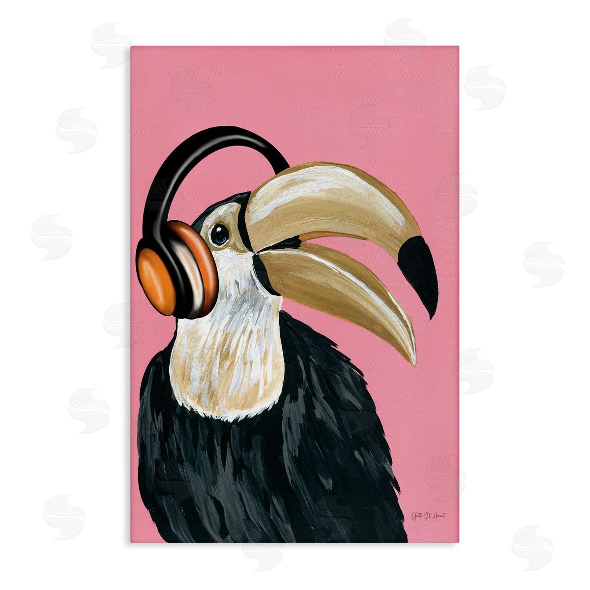 Toucan and Music Headphones Canvas Wall Art, Home Decor by Yvette St. Amant