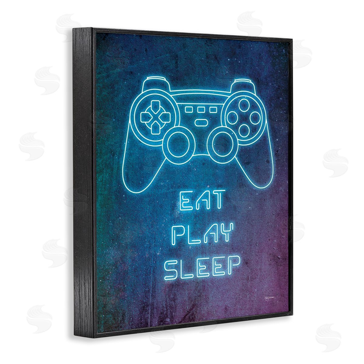 Eat Play Sleep Neon Black Frame Print Wall Art, Home Decor by Mary Urban