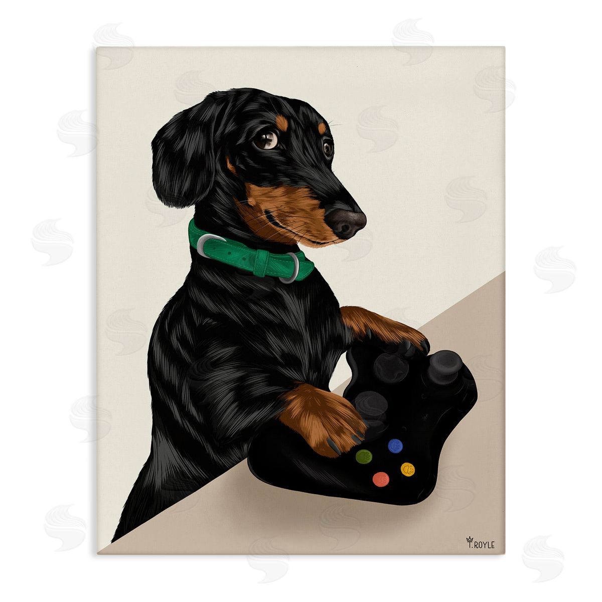 Gamer Dachshund Dog Canvas Wall Art, Home Decor by Tara Royle
