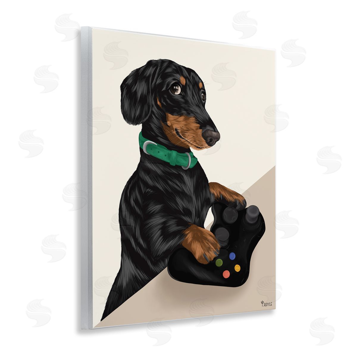 Gamer Dachshund Dog Wood Plaque Wall Art, Home Decor by Tara Royle