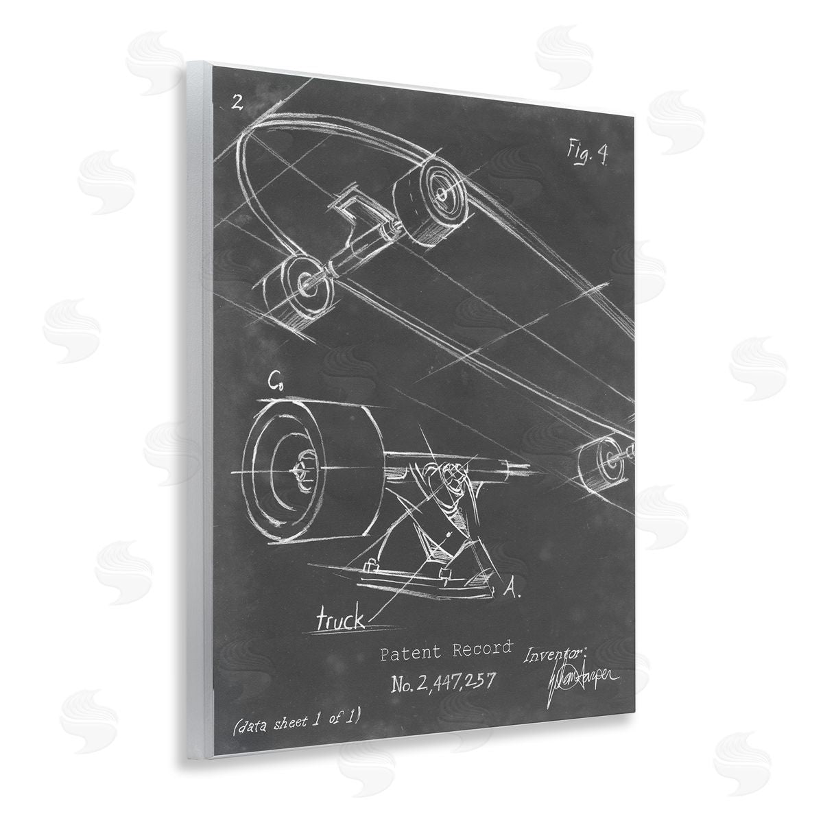 Skateboard Truck Diagram Wood Plaque Wall Art, Home Decor by Ethan Harper