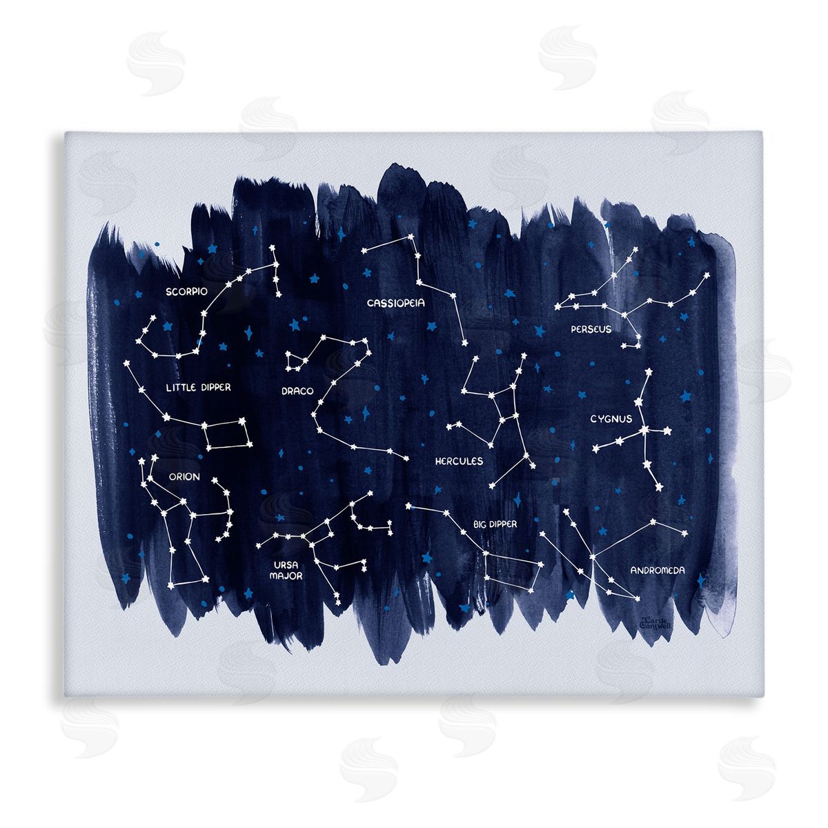 Constellations on Blue Canvas Wall Art, Home Decor by Carrie Cantwell