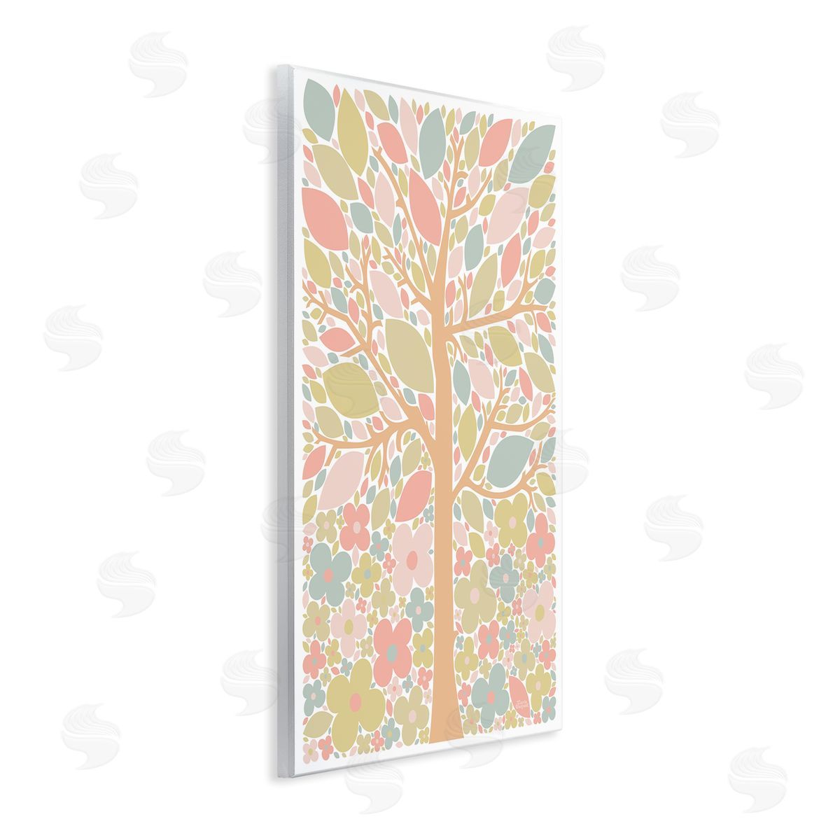 Tree with Pastel Leaves Wood Plaque Wall Art, Home Decor by Carrie Cantwell