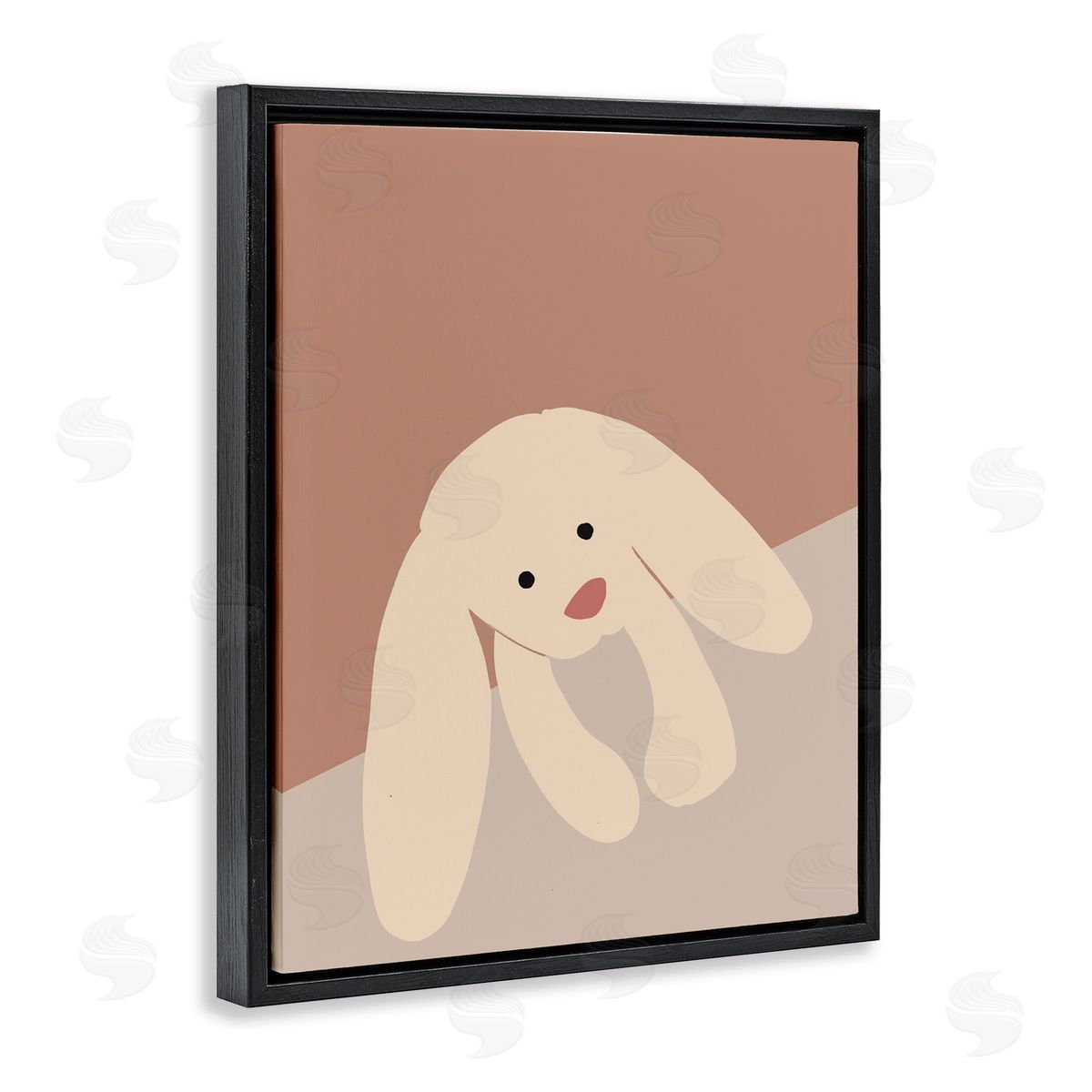 Simple Floppy Bunny Black Floating Frame Canvas Wall Art, Home Decor by Chen Alyesh