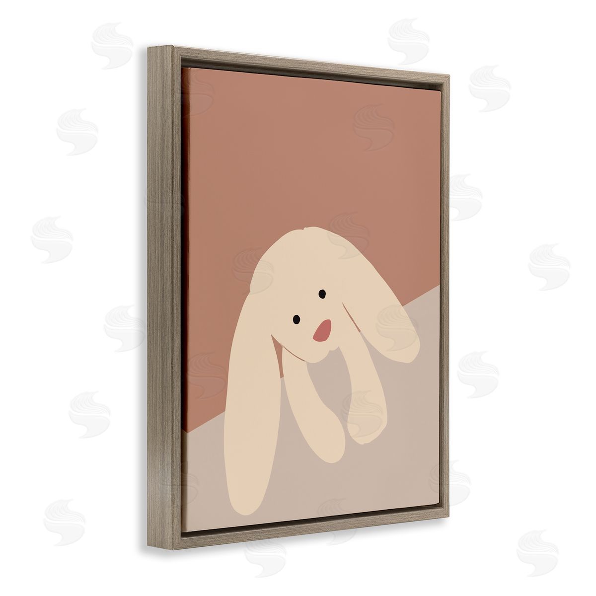 Simple Floppy Bunny Brown Floating Frame Canvas Wall Art, Home Decor by Chen Alyesh