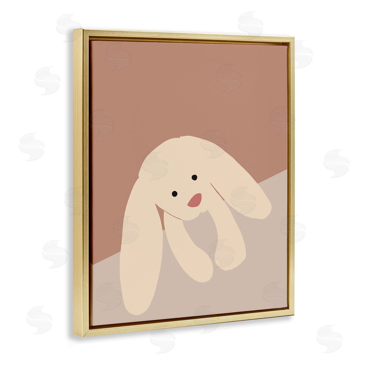 Simple Floppy Bunny Gold Floating Frame Canvas Wall Art, Home Decor by Chen Alyesh