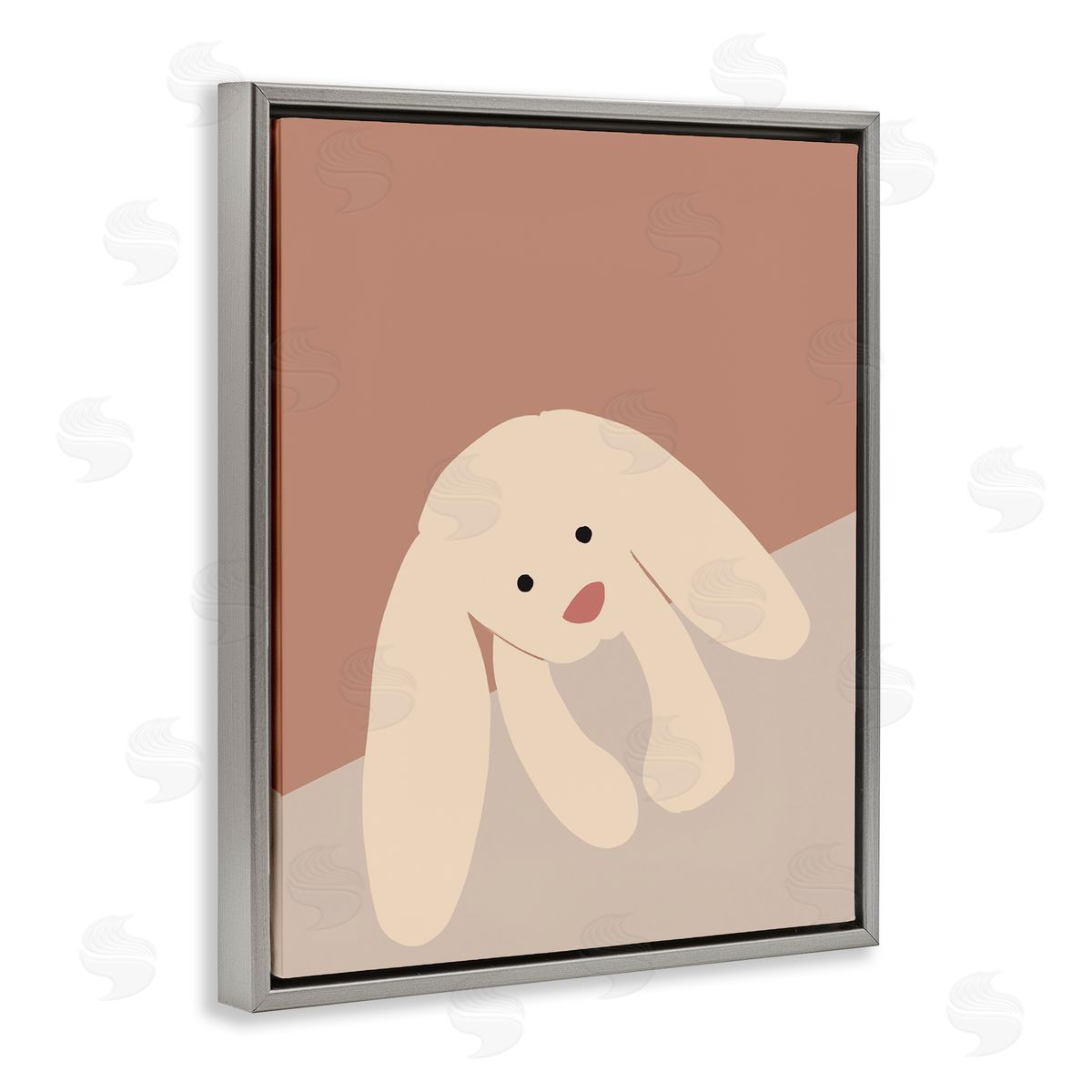 Simple Floppy Bunny Grey Floating Frame Canvas Wall Art, Home Decor by Chen Alyesh