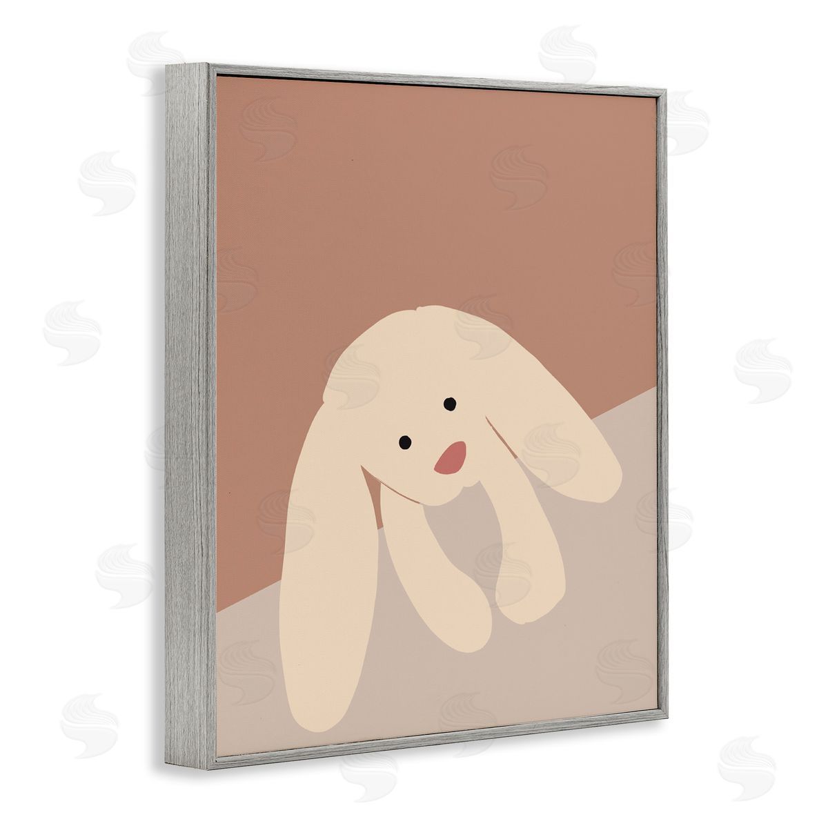 Simple Floppy Bunny Grey Frame Print Wall Art, Home Decor by Chen Alyesh