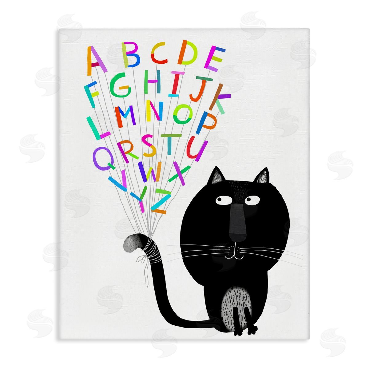 Cat with Alphabet Canvas Wall Art, Home Decor by Carla Daly