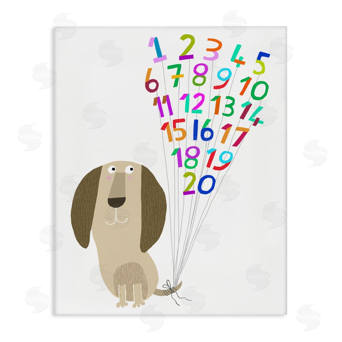 Dog and Number Balloons Canvas Wall Art, Home Decor by Carla Daly