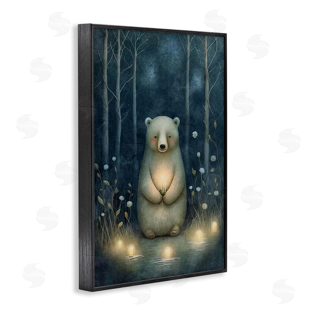 Mystic Polar Bear Black Frame Print Wall Art, Home Decor by The Dutch Lady