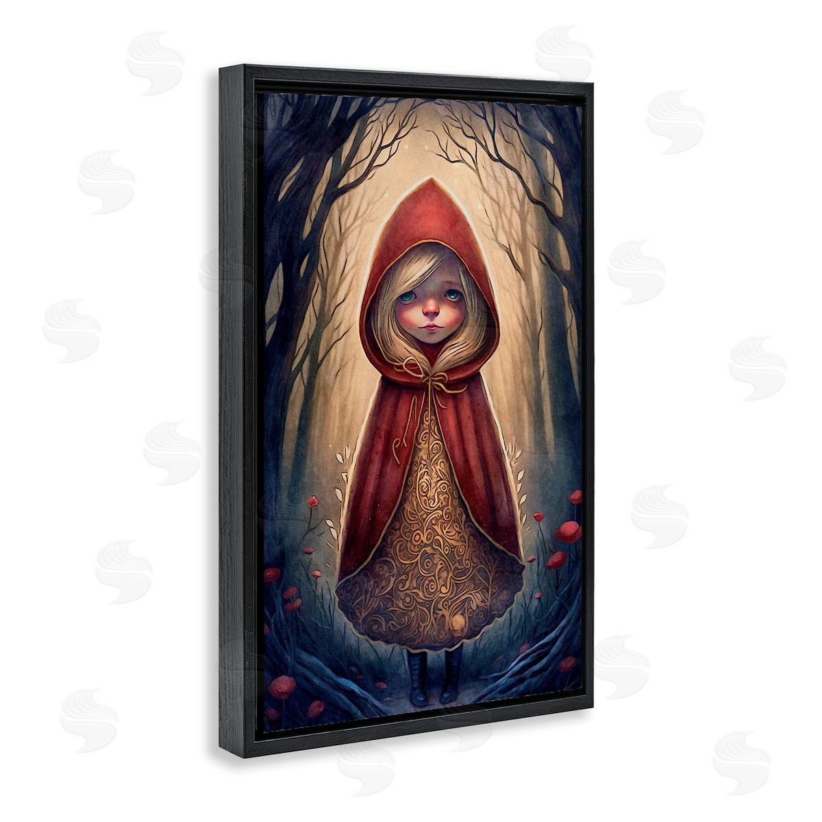 Mystic Red Riding Hood Black Floating Frame Canvas Wall Art, Home Decor by The Dutch Lady