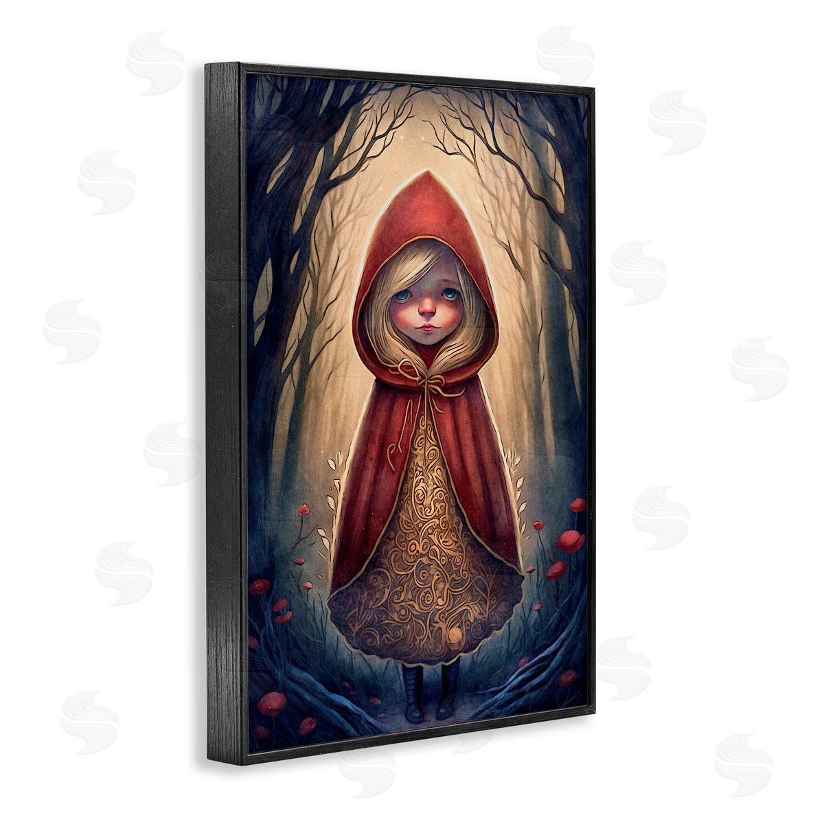Mystic Red Riding Hood Black Frame Print Wall Art, Home Decor by The Dutch Lady