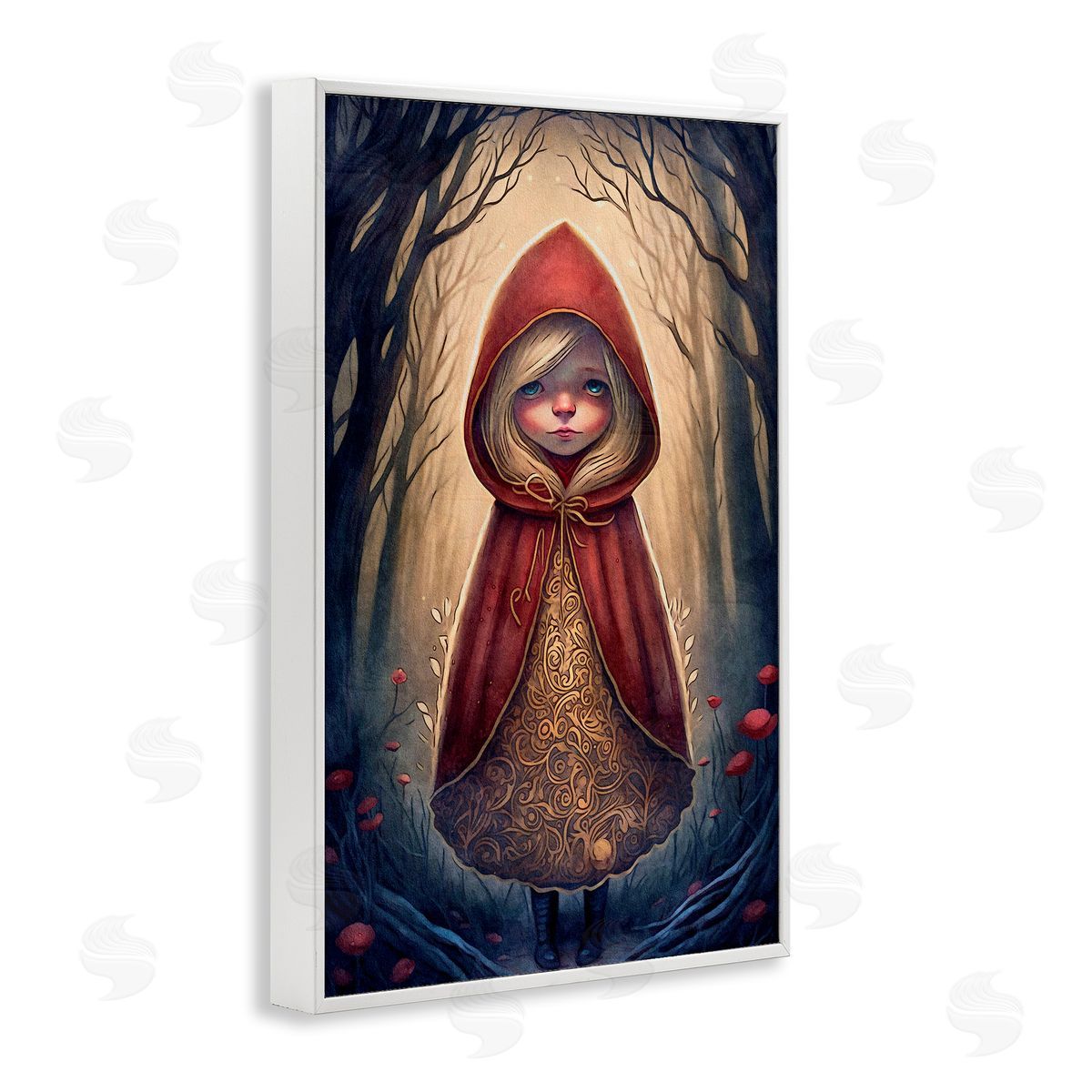 Mystic Red Riding Hood White Frame Print Wall Art, Home Decor by The Dutch Lady