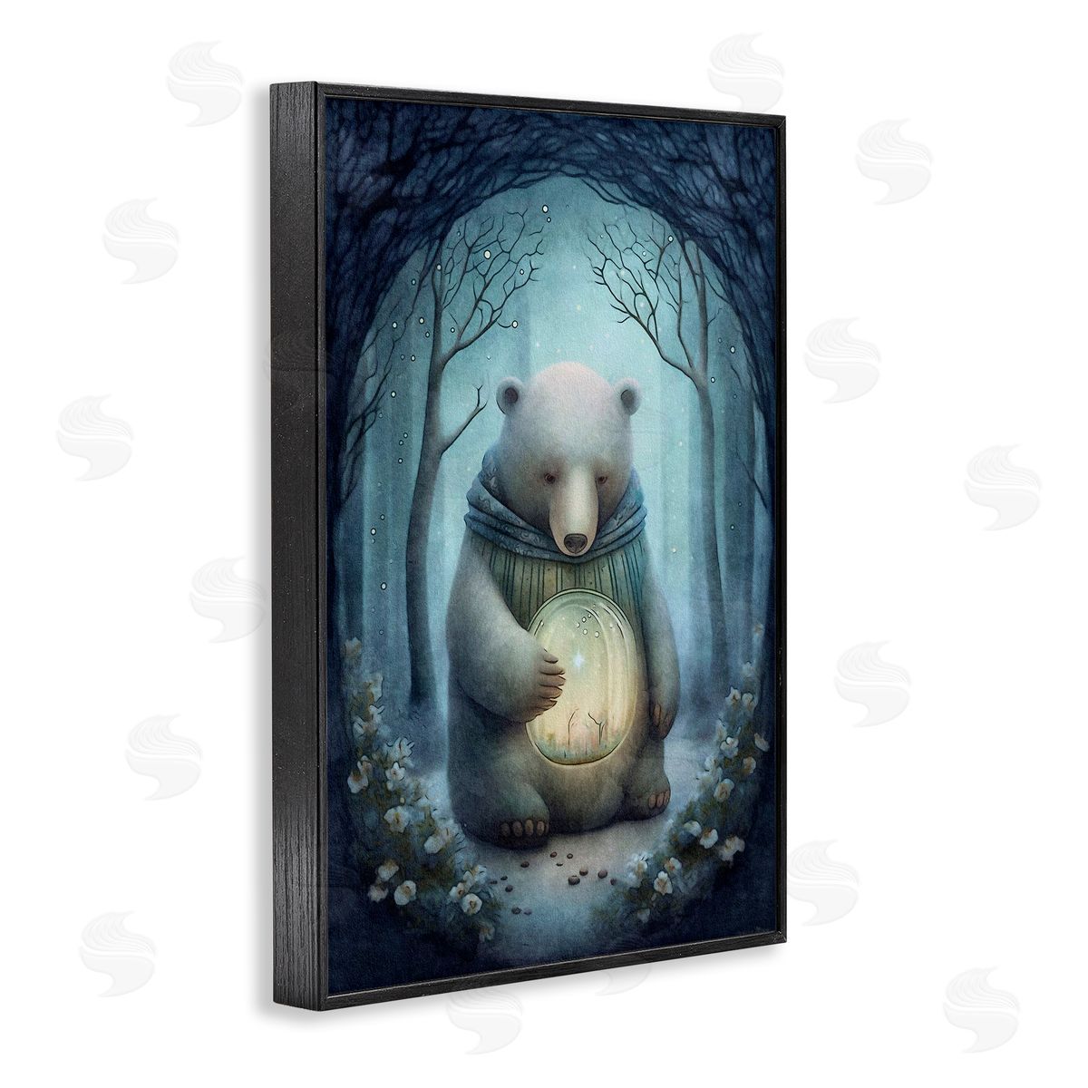 Mystic Brown Bear Black Frame Print Wall Art, Home Decor by The Dutch Lady