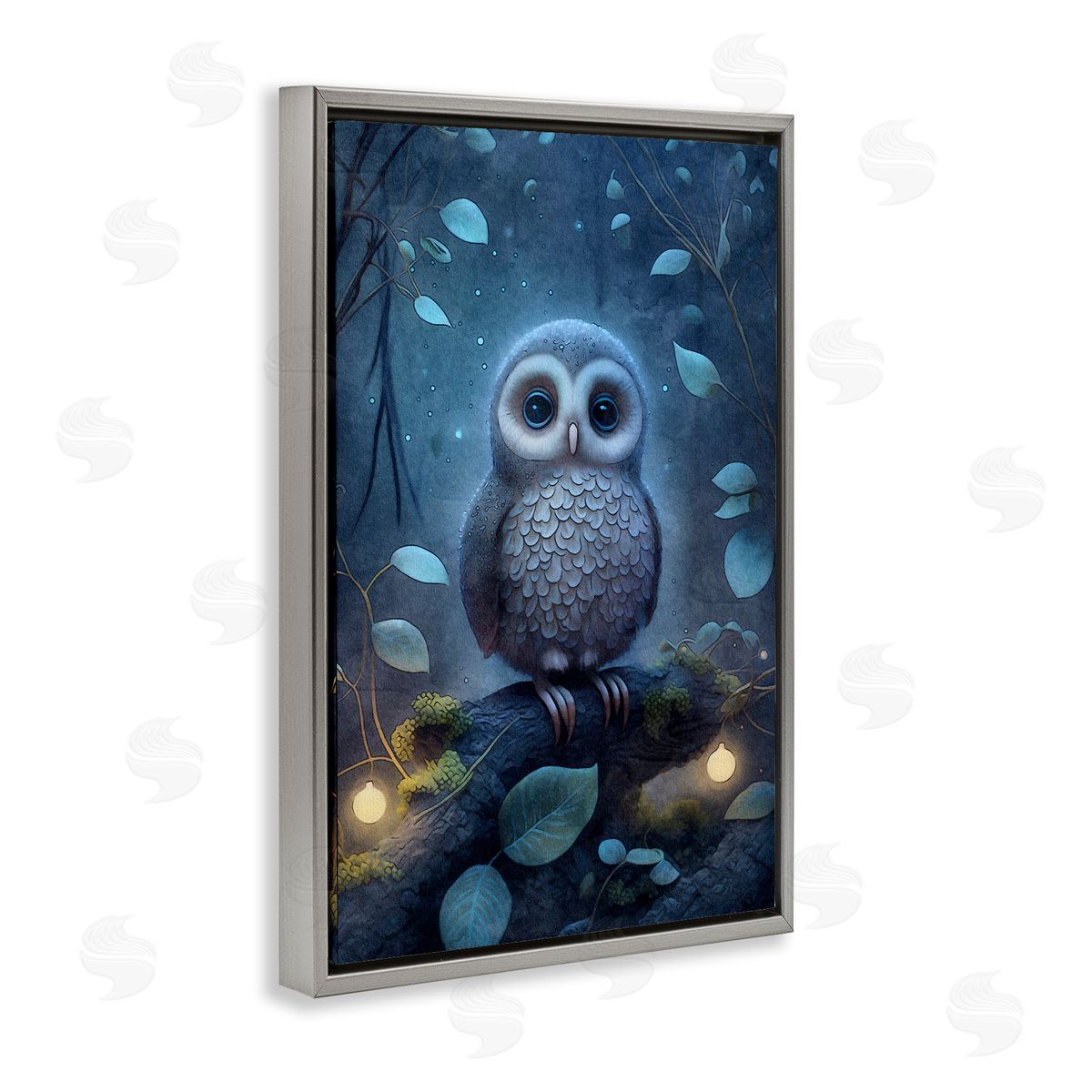 Mystic Owl in Nature Grey Floating Frame Canvas Wall Art, Home Decor by The Dutch Lady