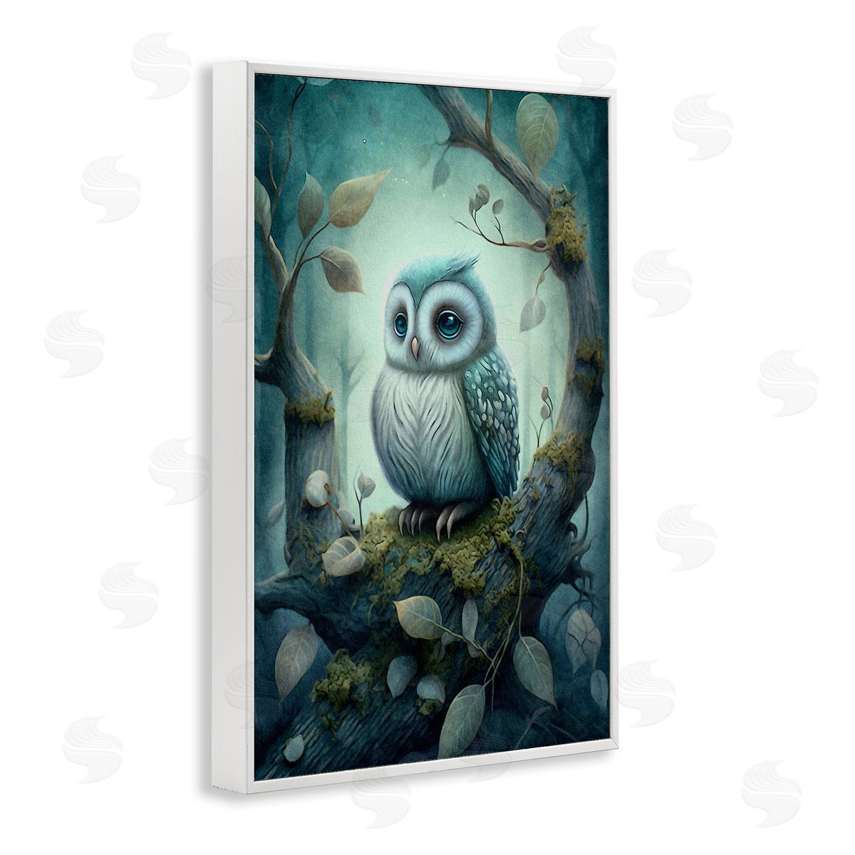 Calm Mystic Owl White Frame Print Wall Art, Home Decor by The Dutch Lady