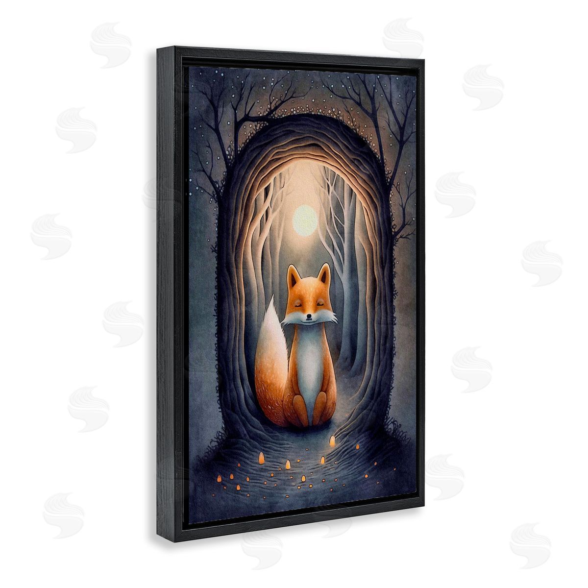 Mystic Fox in Nature Black Floating Frame Canvas Wall Art, Home Decor by The Dutch Lady