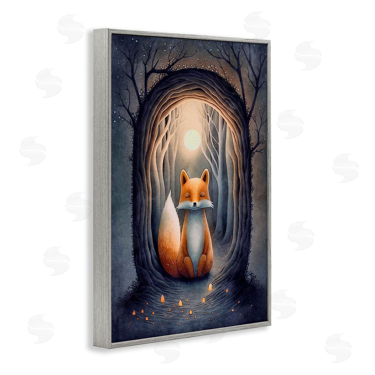 Mystic Fox in Nature Grey Frame Print Wall Art, Home Decor by The Dutch Lady
