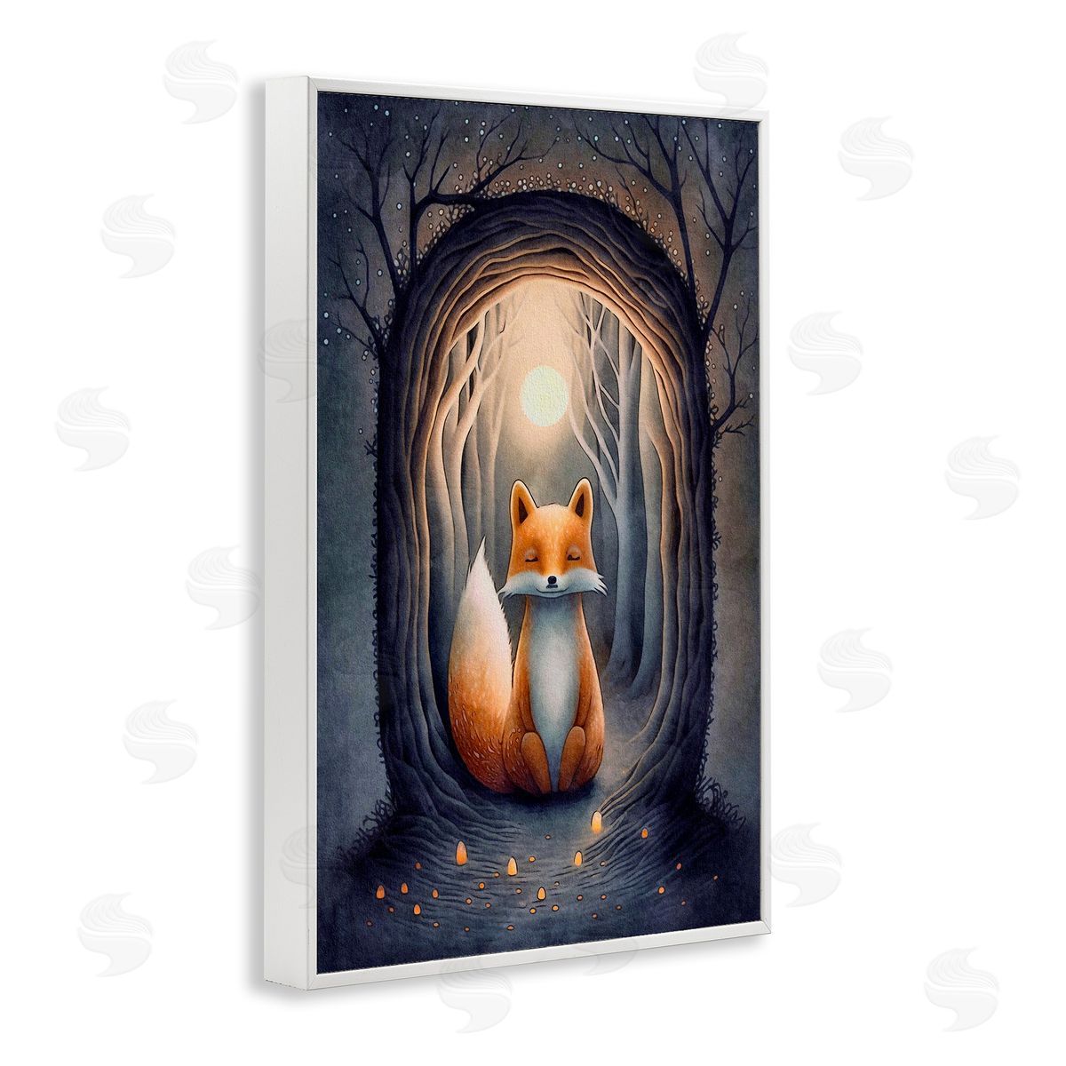 Mystic Fox in Nature White Frame Print Wall Art, Home Decor by The Dutch Lady