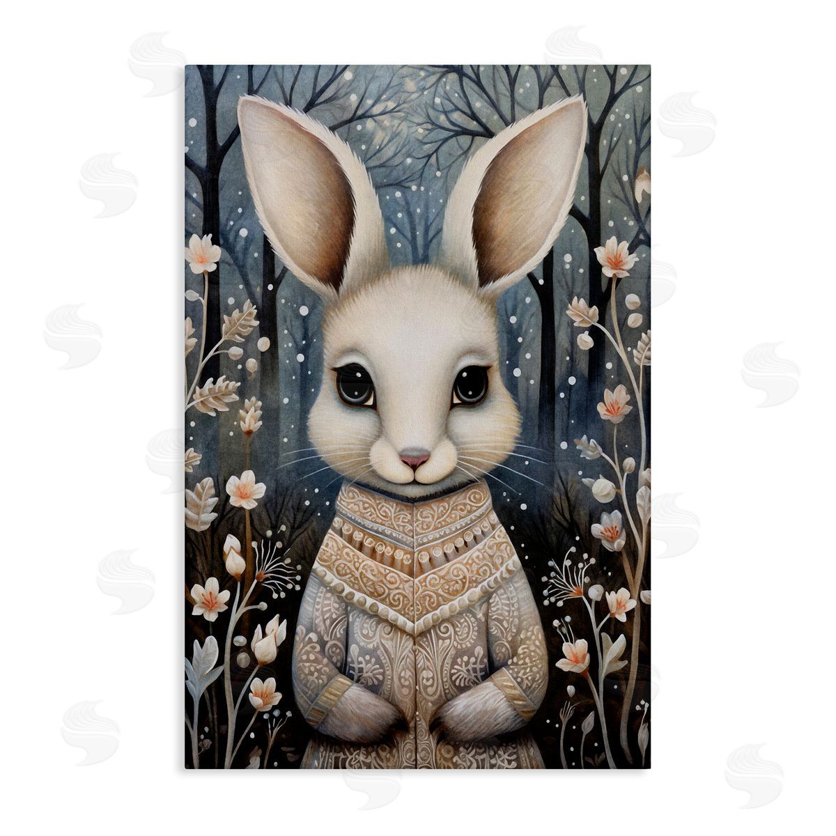 Woodland White Rabbit Canvas Wall Art, Home Decor by The Dutch Lady