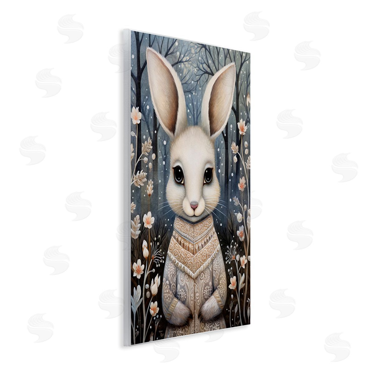 Woodland White Rabbit Wood Plaque Wall Art, Home Decor by The Dutch Lady
