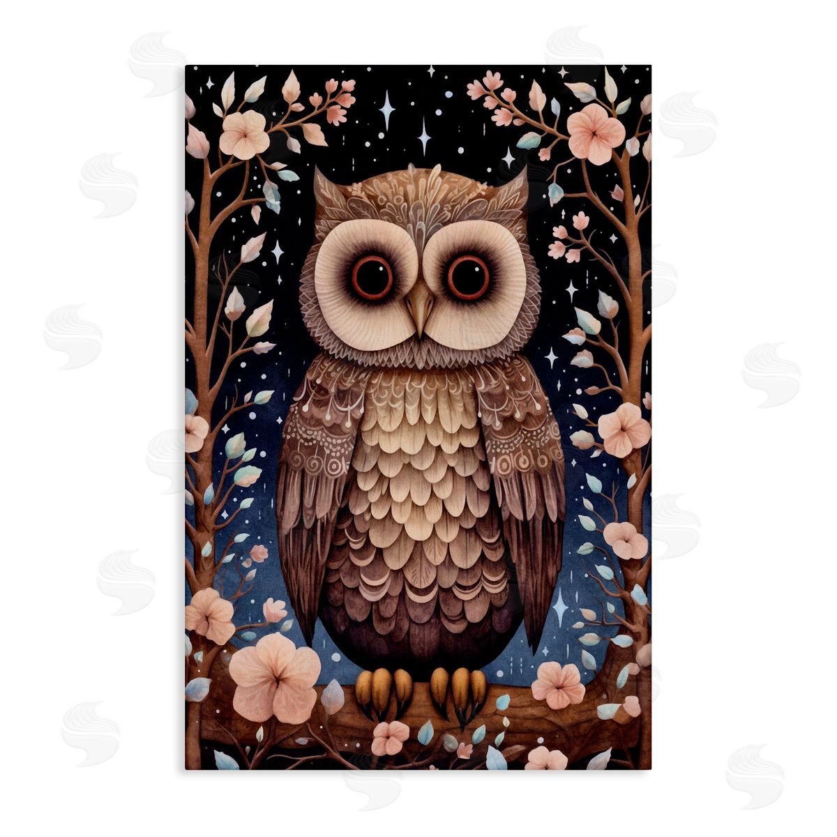 Woodland Pattern Owl Canvas Wall Art, Home Decor by The Dutch Lady