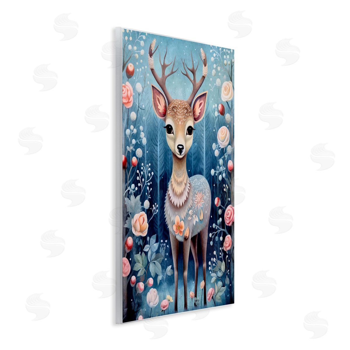 Woodland Pattern Deer Wood Plaque Wall Art, Home Decor by The Dutch Lady