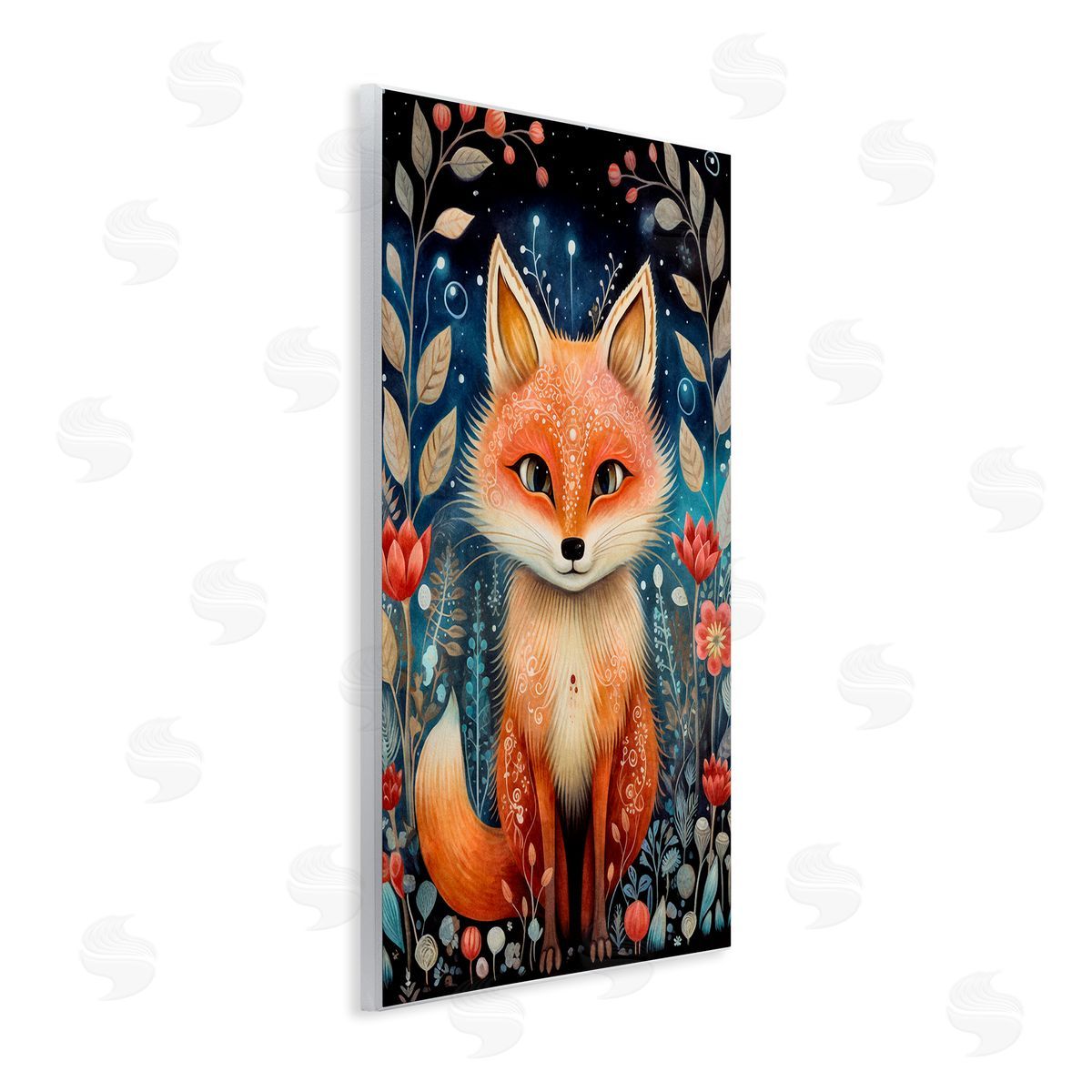 Woodland Pattern Fox Wood Plaque Wall Art, Home Decor by The Dutch Lady