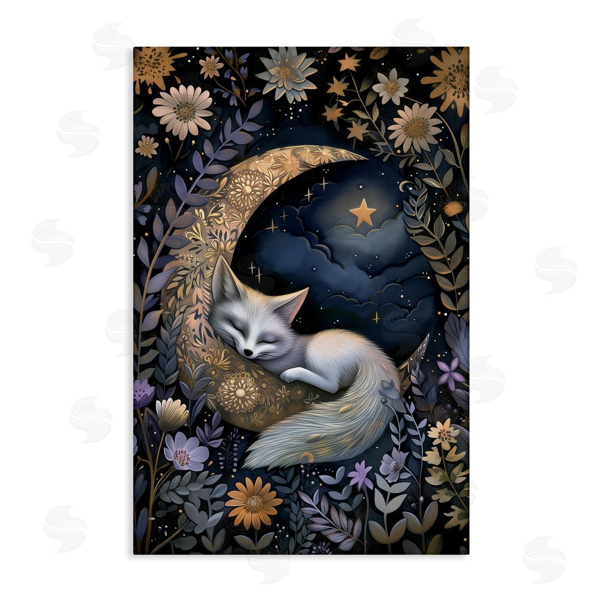 Fox Sleeping on Moon Canvas Wall Art, Home Decor by The Dutch Lady