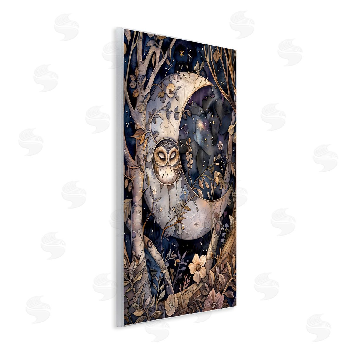 Moon Owl Sleeping Wood Plaque Wall Art, Home Decor by The Dutch Lady