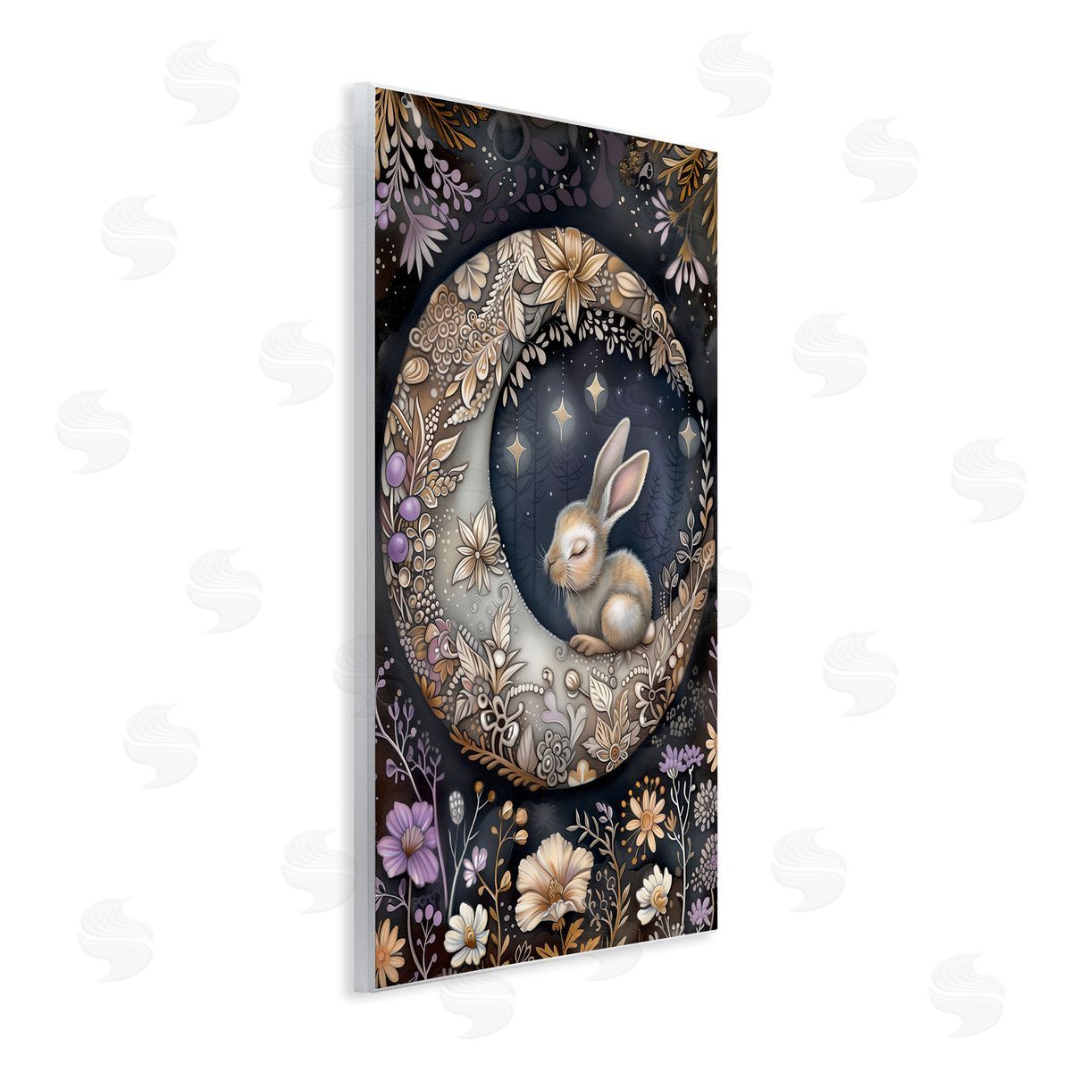 Rabbit Sleeping on Moon Wood Plaque Wall Art, Home Decor by The Dutch Lady