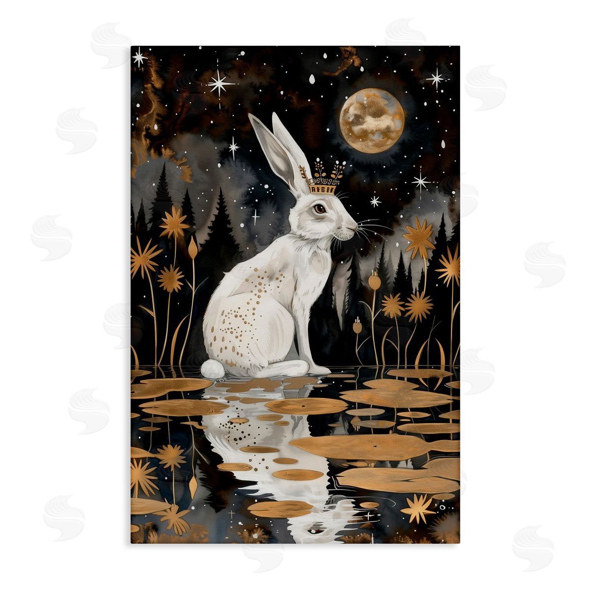 Regal Rabbit Moonlight Canvas Wall Art, Home Decor by The Dutch Lady
