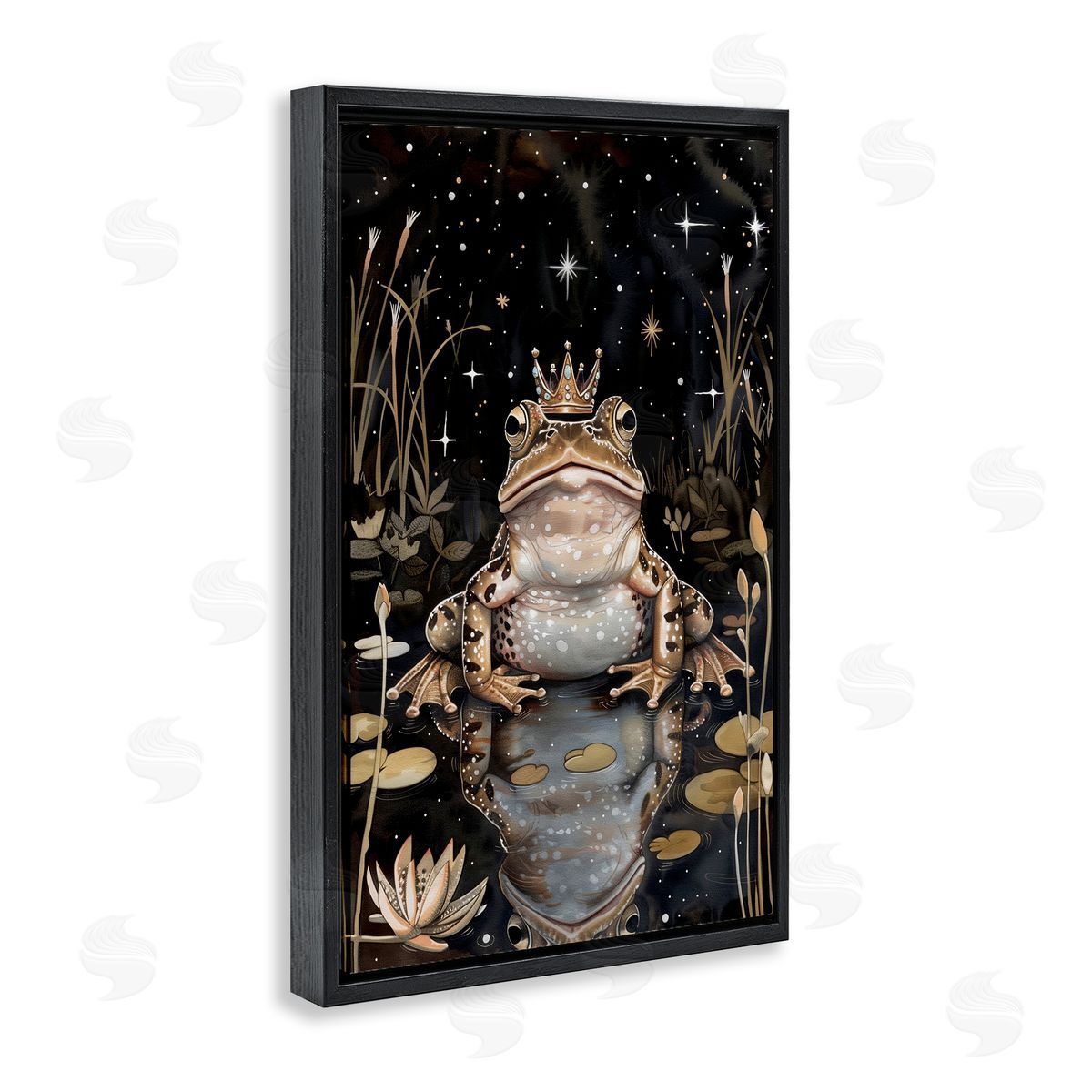 Regal Toad at Night Black Floating Frame Canvas Wall Art, Home Decor by The Dutch Lady