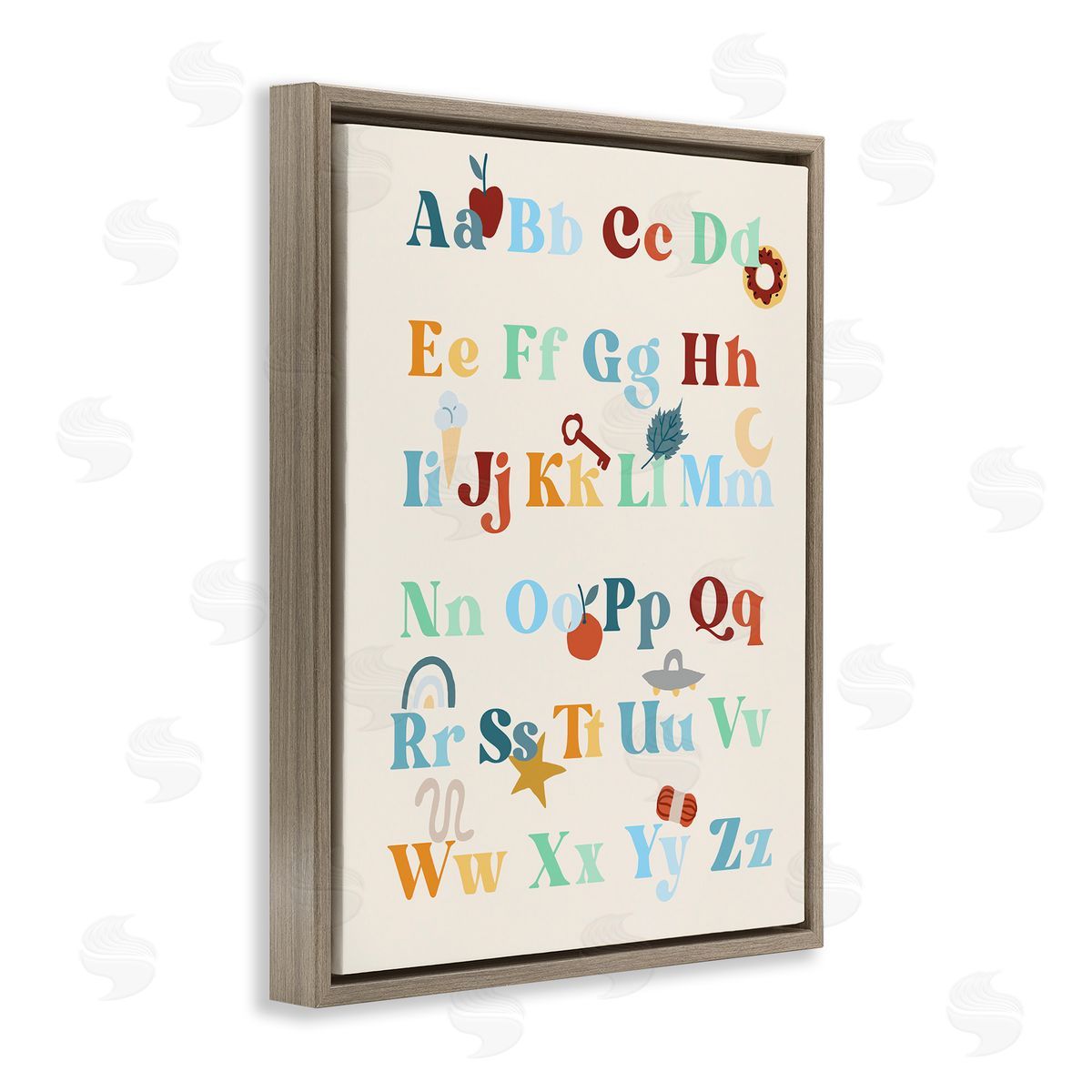 Boy's Alphabet Chart Brown Floating Frame Canvas Wall Art, Home Decor by Stupell Studio