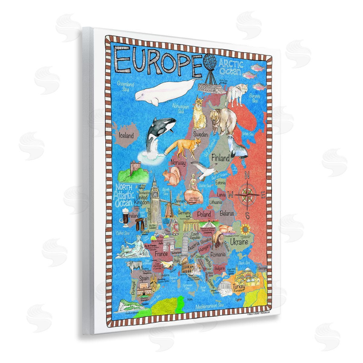 Europe Animal Map Wood Plaque Wall Art, Home Decor by Marley Ungaro