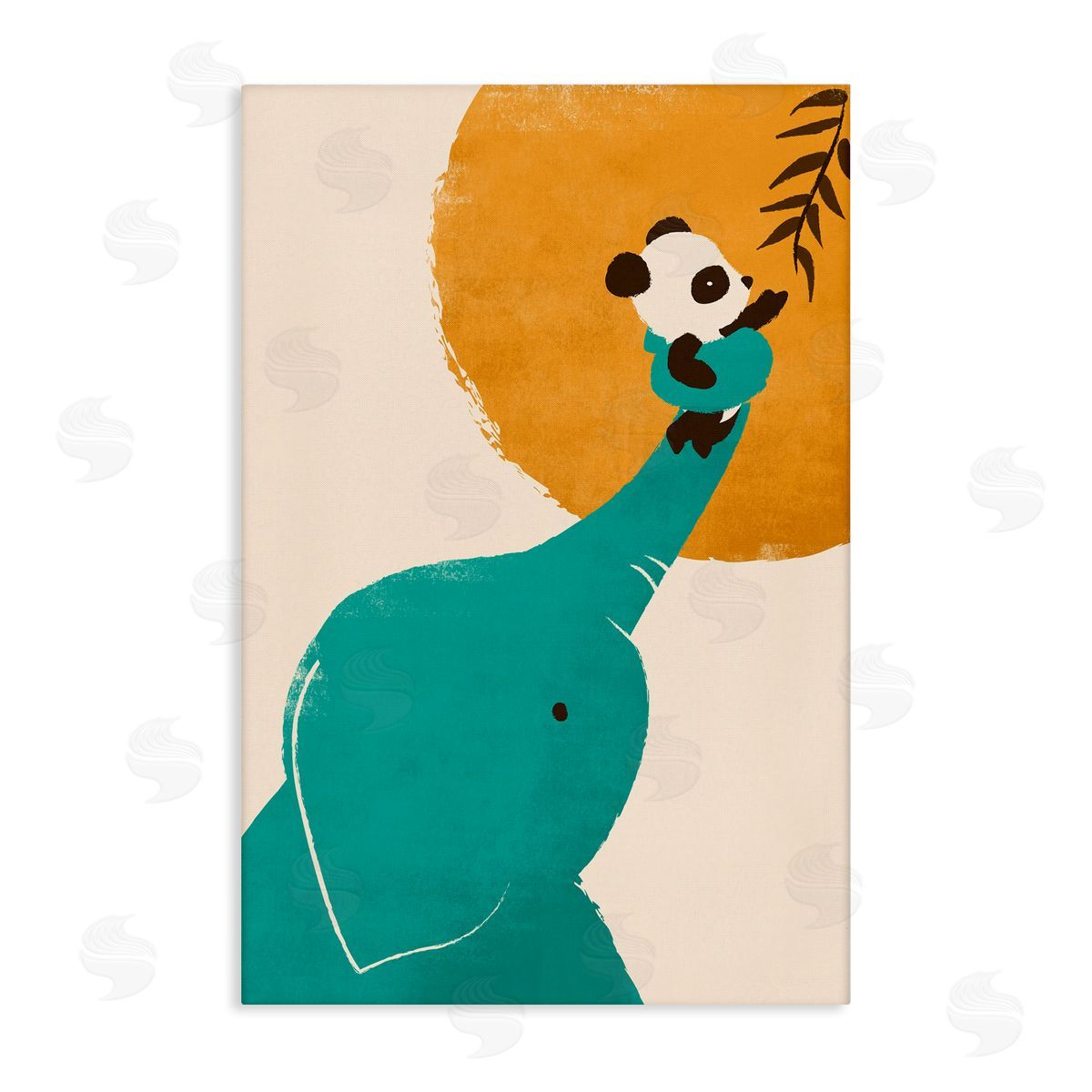 Elephant and Panda Friends Canvas Wall Art, Home Decor by Jay Fleck