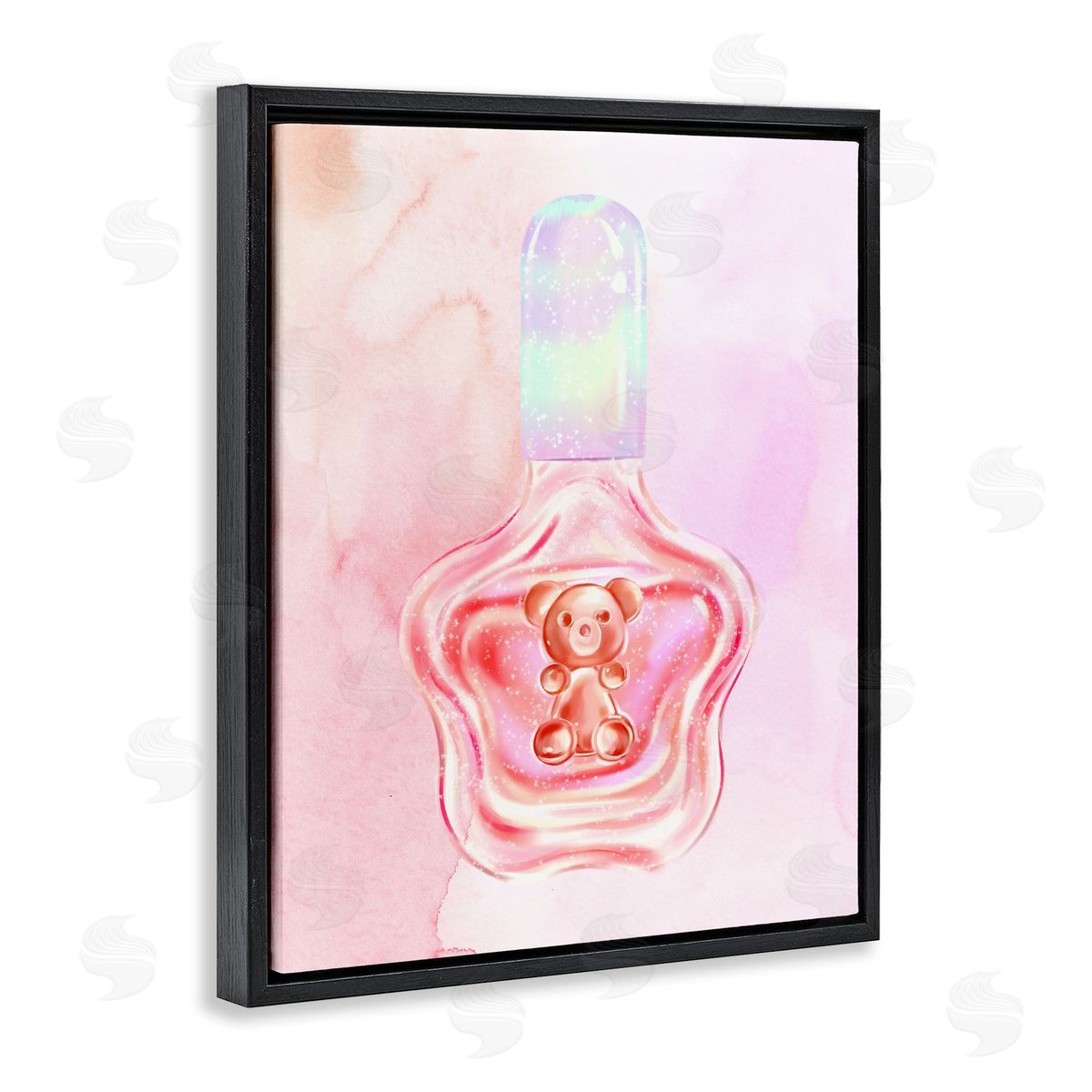 Glam Bear Polish Black Floating Frame Canvas Wall Art, Home Decor by Ziwei Li