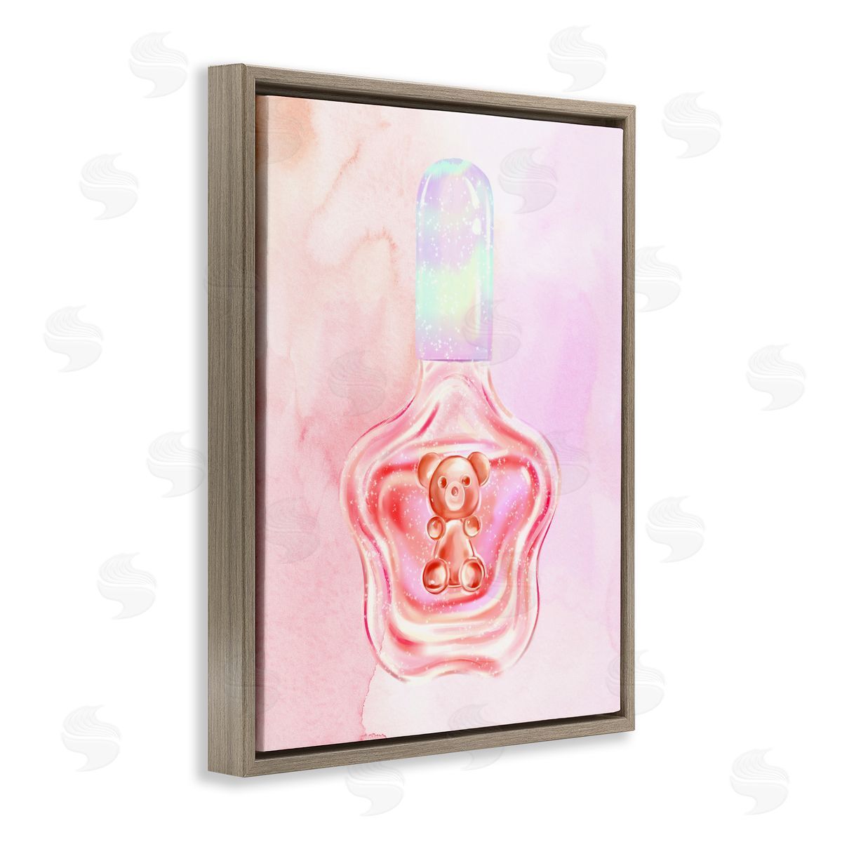 Glam Bear Polish Brown Floating Frame Canvas Wall Art, Home Decor by Ziwei Li