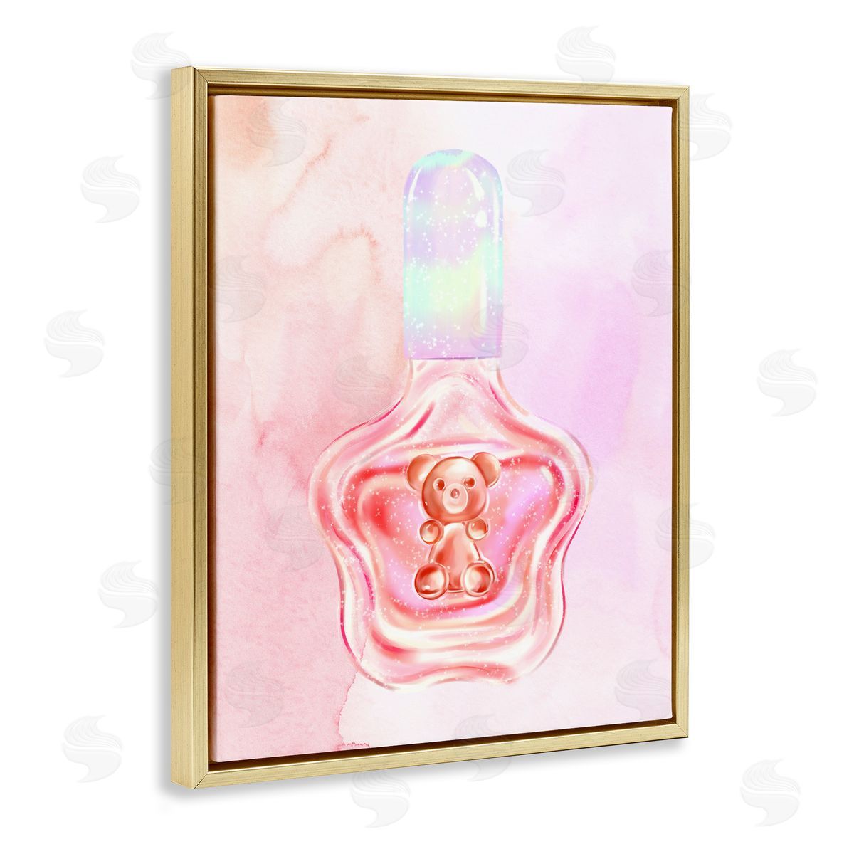 Glam Bear Polish Gold Floating Frame Canvas Wall Art, Home Decor by Ziwei Li
