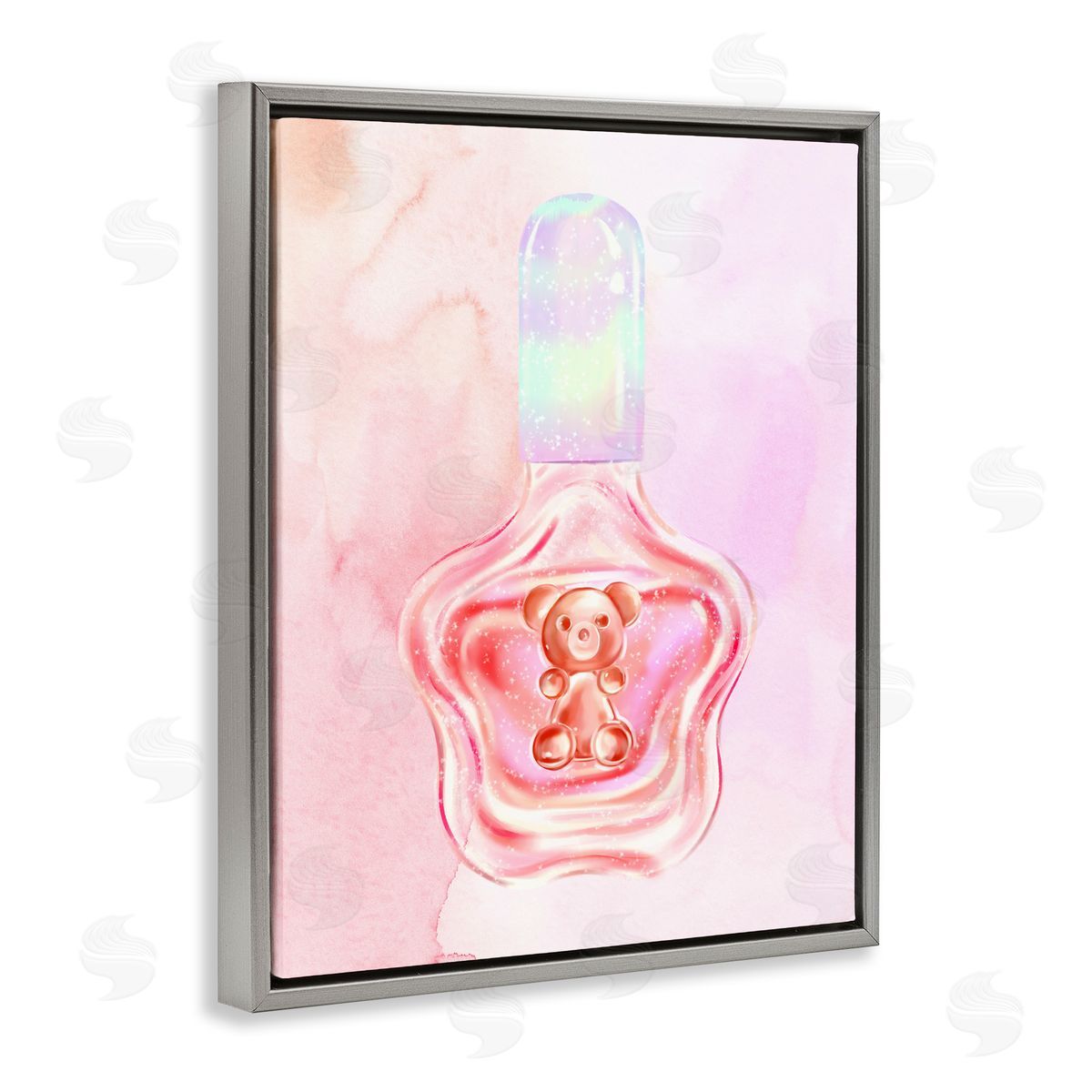 Glam Bear Polish Grey Floating Frame Canvas Wall Art, Home Decor by Ziwei Li