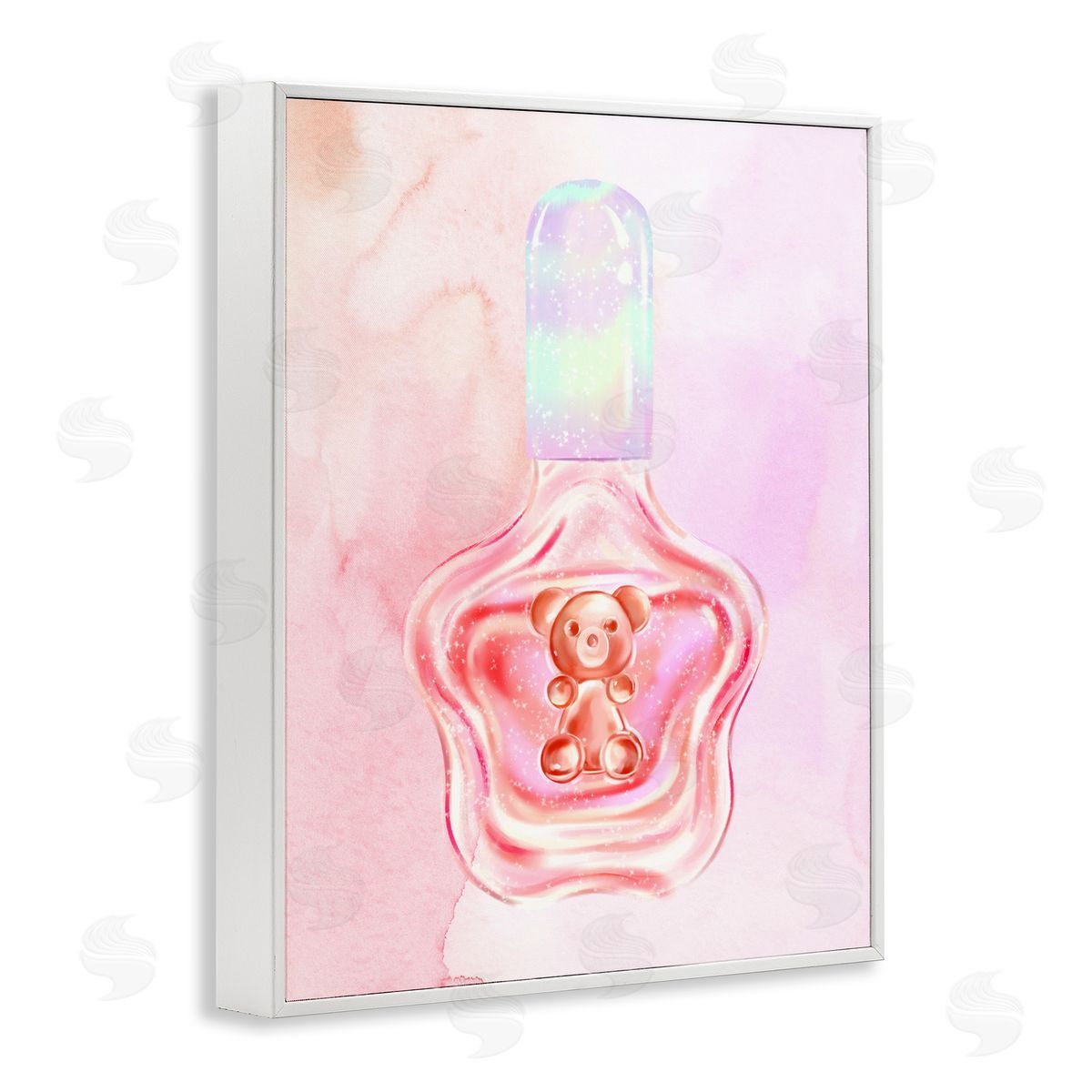Glam Bear Polish White Frame Print Wall Art, Home Decor by Ziwei Li