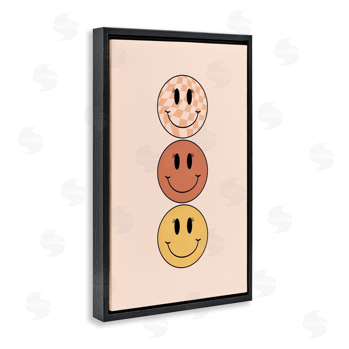 Retro Smileys Trio Black Floating Frame Canvas Wall Art, Home Decor by JJ Design House, LLC.