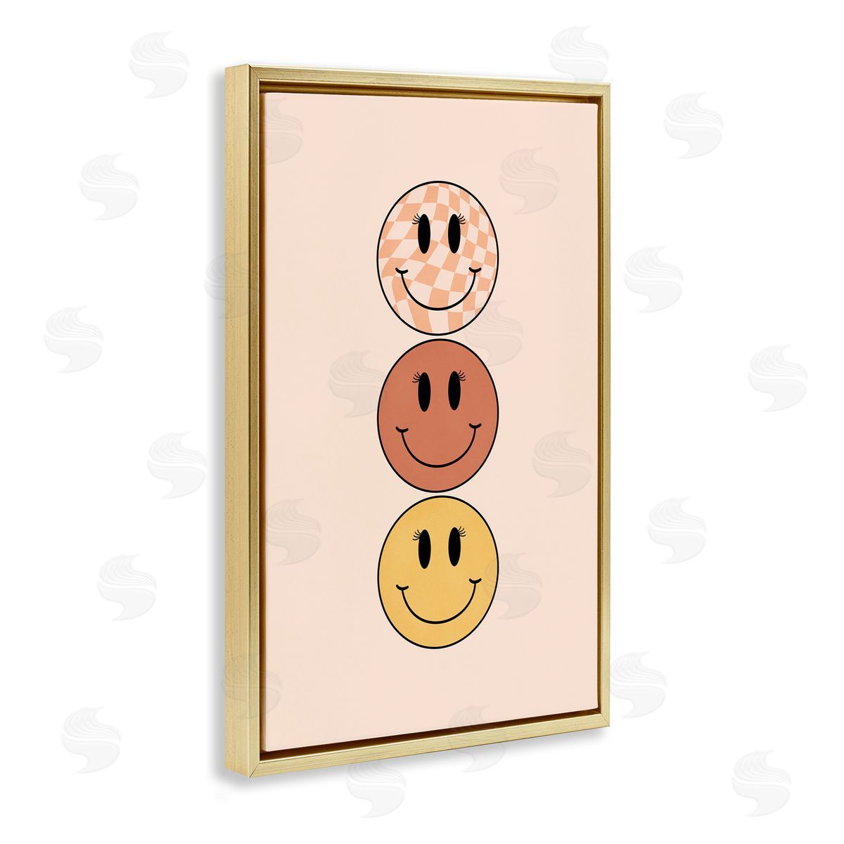 Retro Smileys Trio Gold Floating Frame Canvas Wall Art, Home Decor by JJ Design House, LLC.