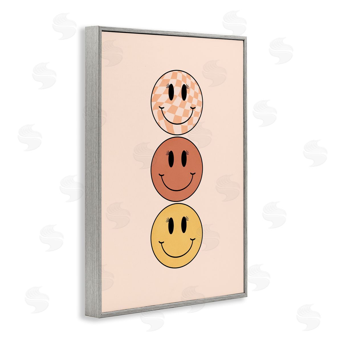 Retro Smileys Trio Grey Frame Print Wall Art, Home Decor by JJ Design House, LLC.