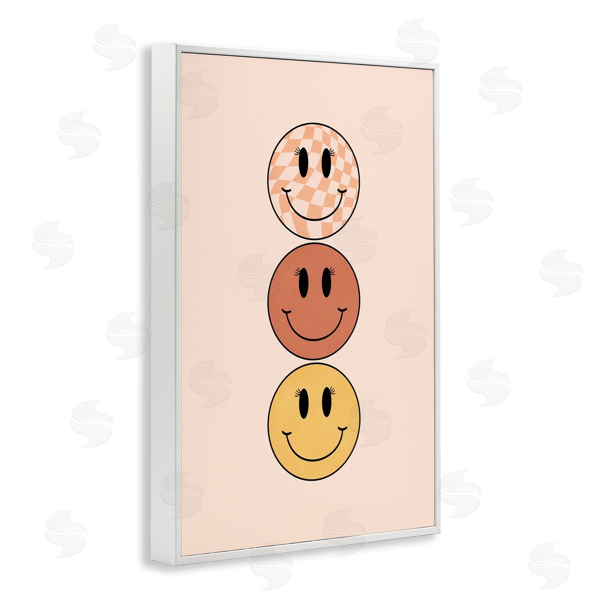Retro Smileys Trio White Frame Print Wall Art, Home Decor by JJ Design House, LLC.